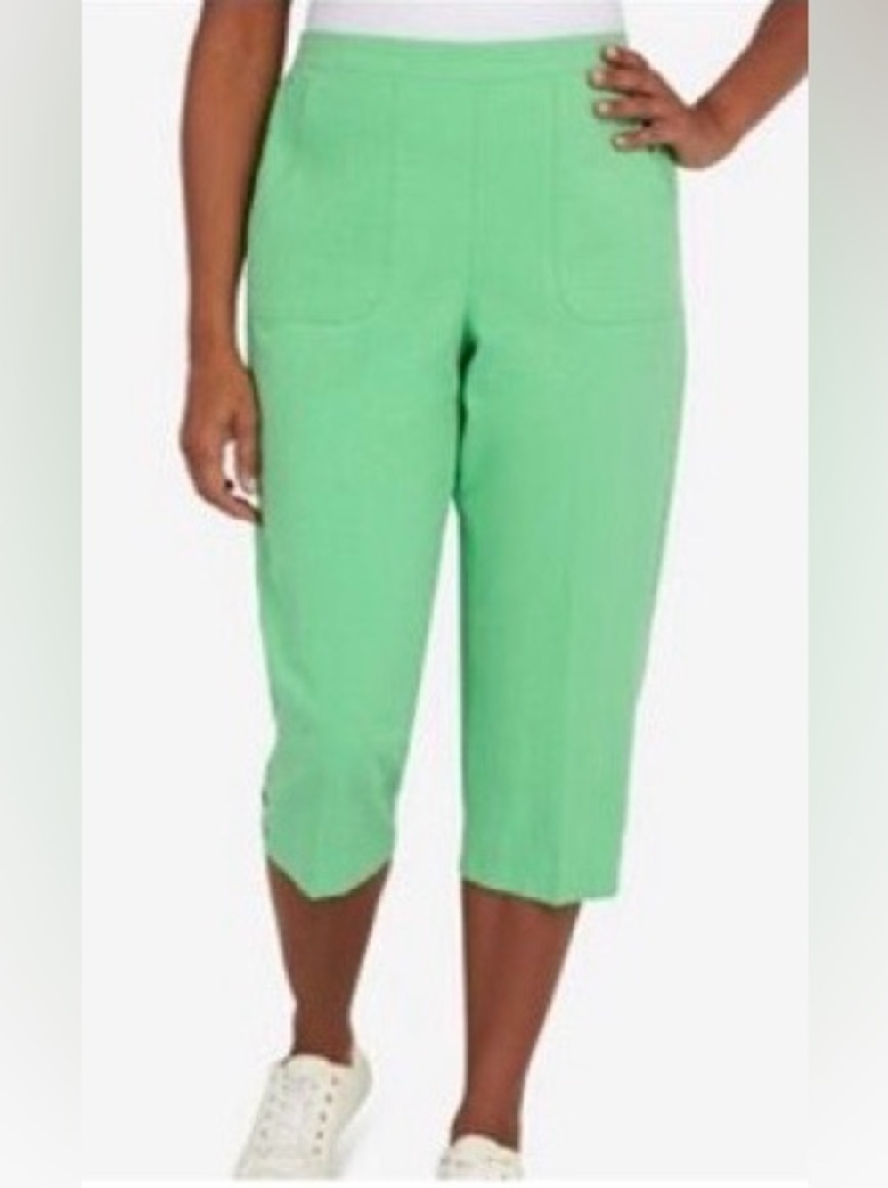 Alfred Dunner Green Capri Pants Women’s Size 8 Petite Culottes Coastal